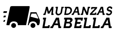 Logotipo negro de un camión de mudanzas con el texto 