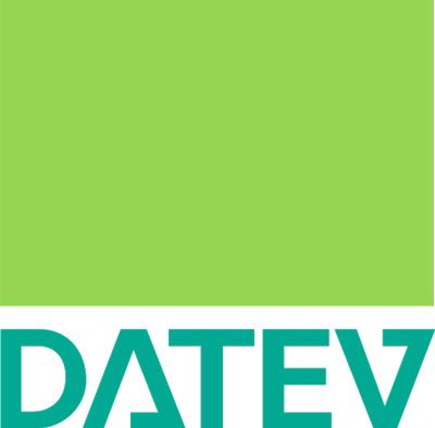 ein grünes und blaues Logo für das Unternehmen datev
