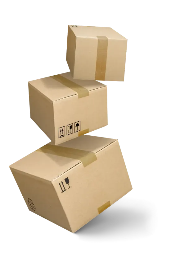 Trois cartons l'un au-dessus de l'autre