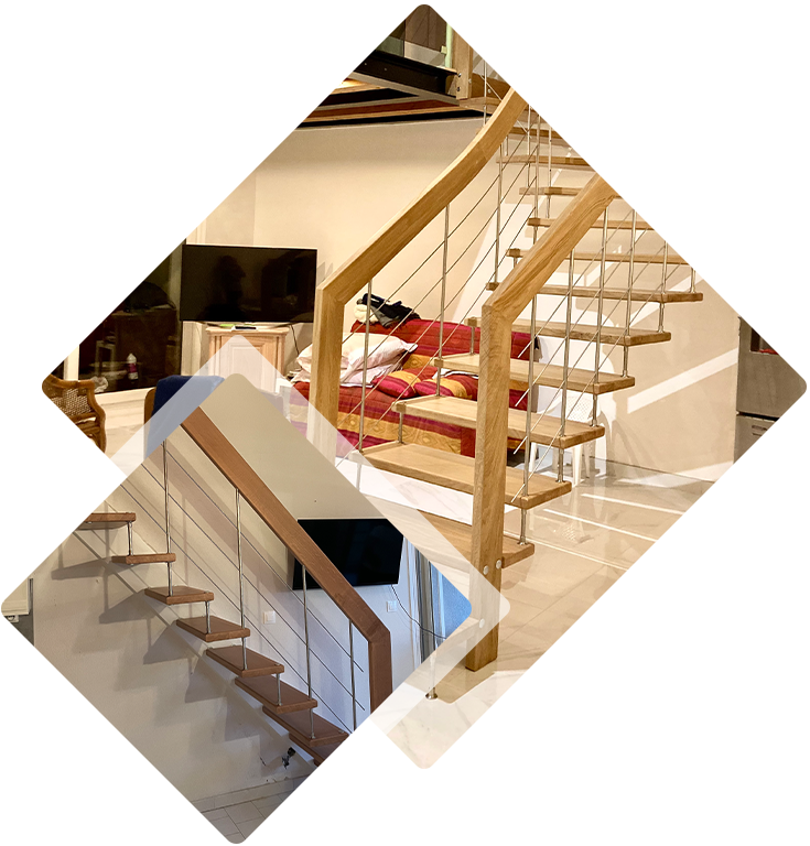 Montage : escalier en bois métal