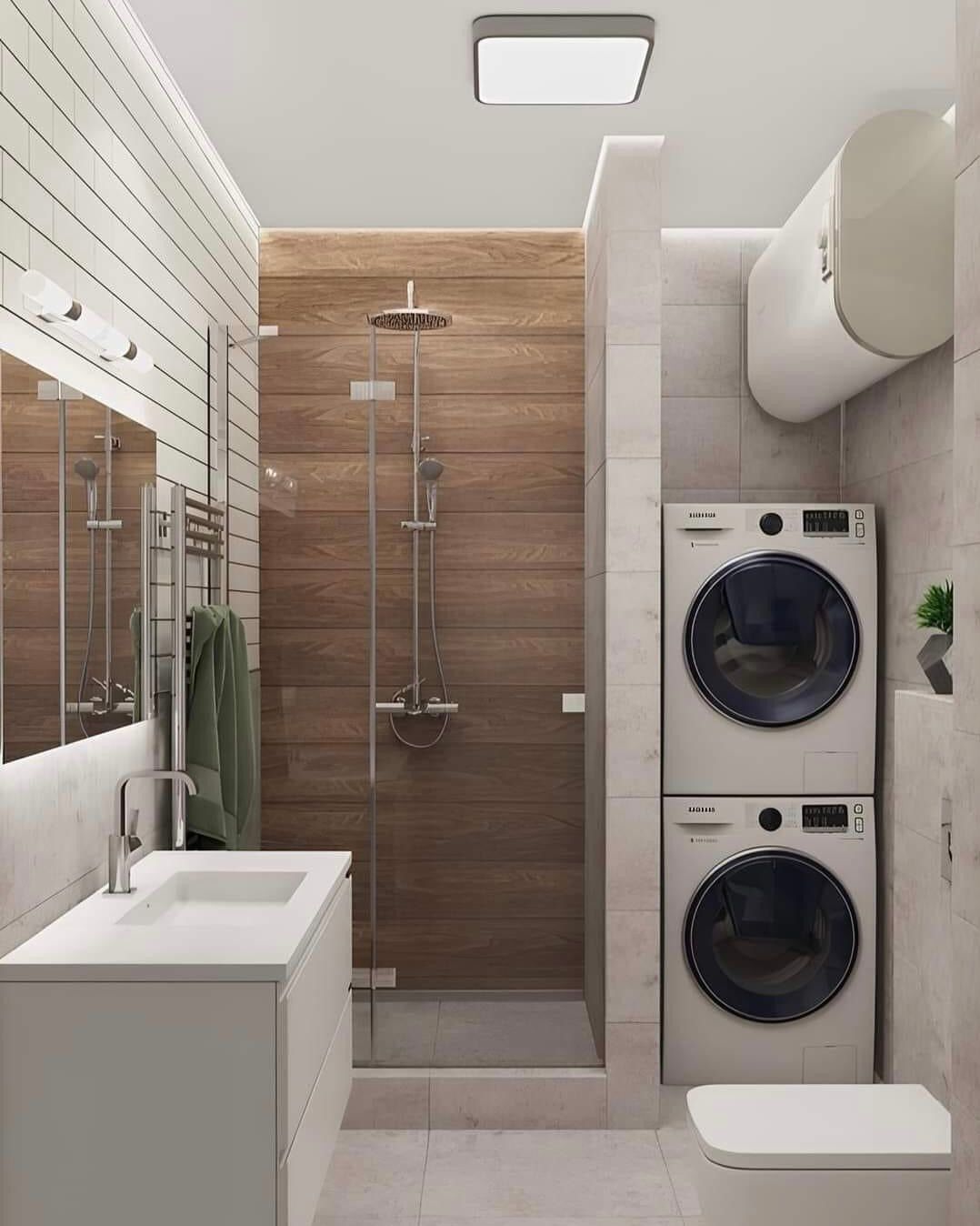 Salle de douche avec buanderie