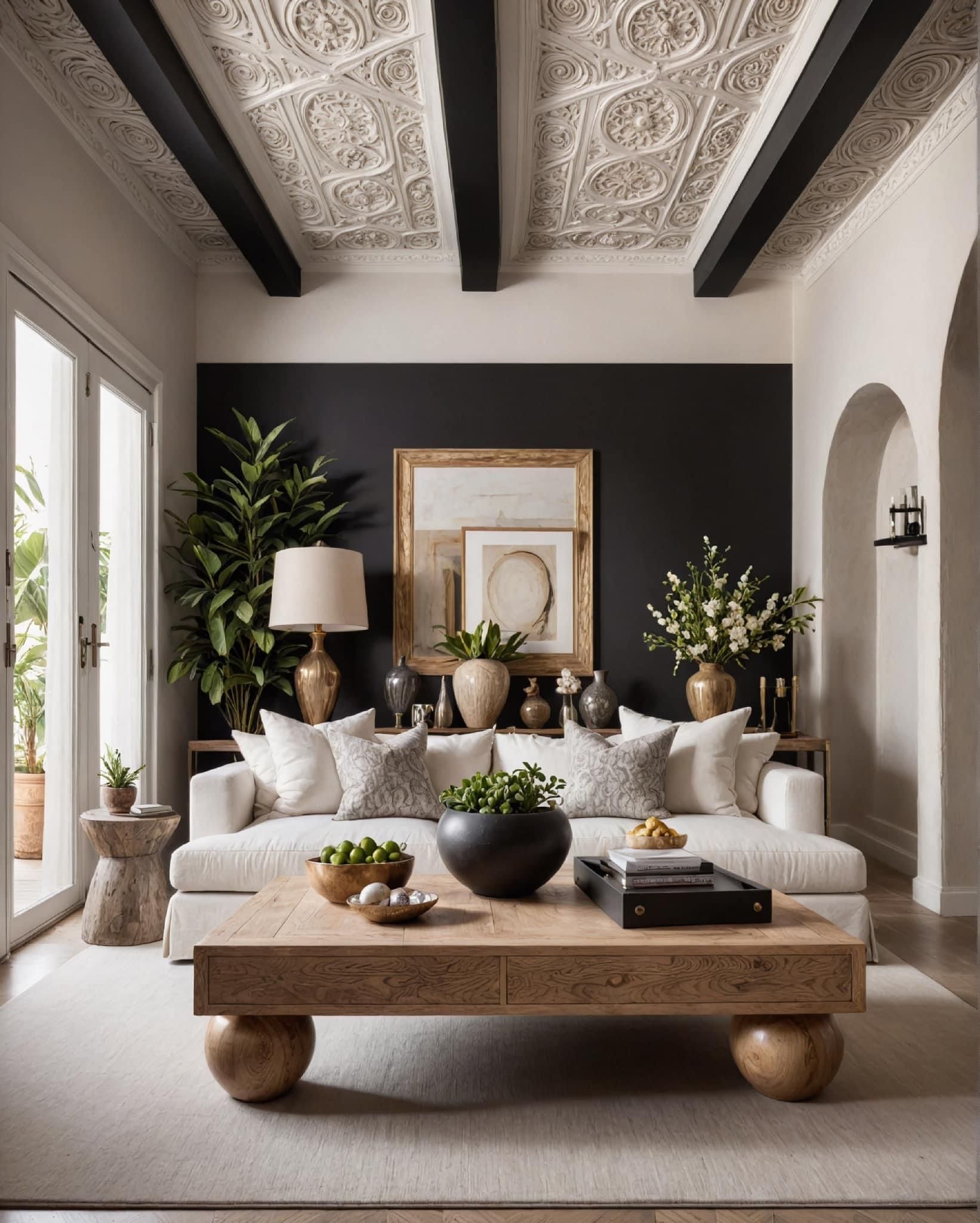 Décoration de salon avec console