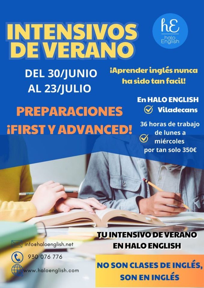 Un anuncio de intensivo de verano en halo inglés