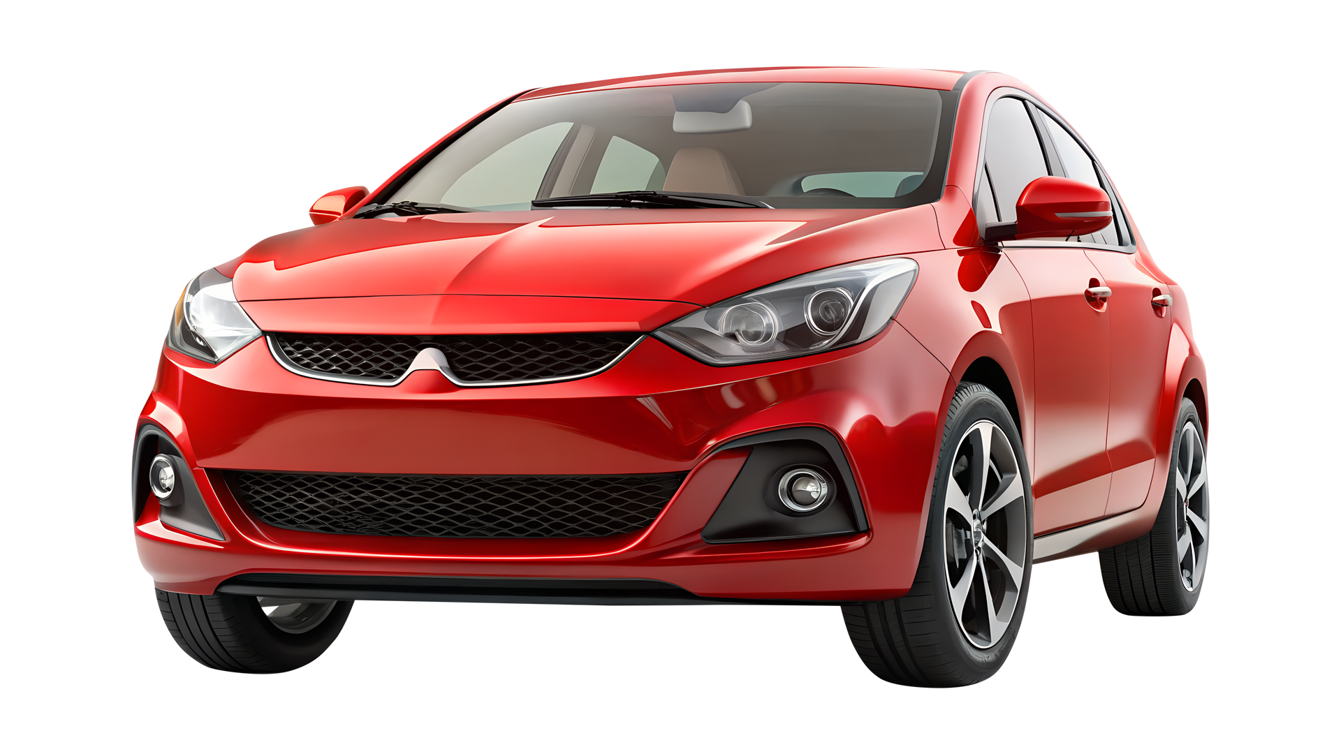 Une voiture compacte à hayon rouge.