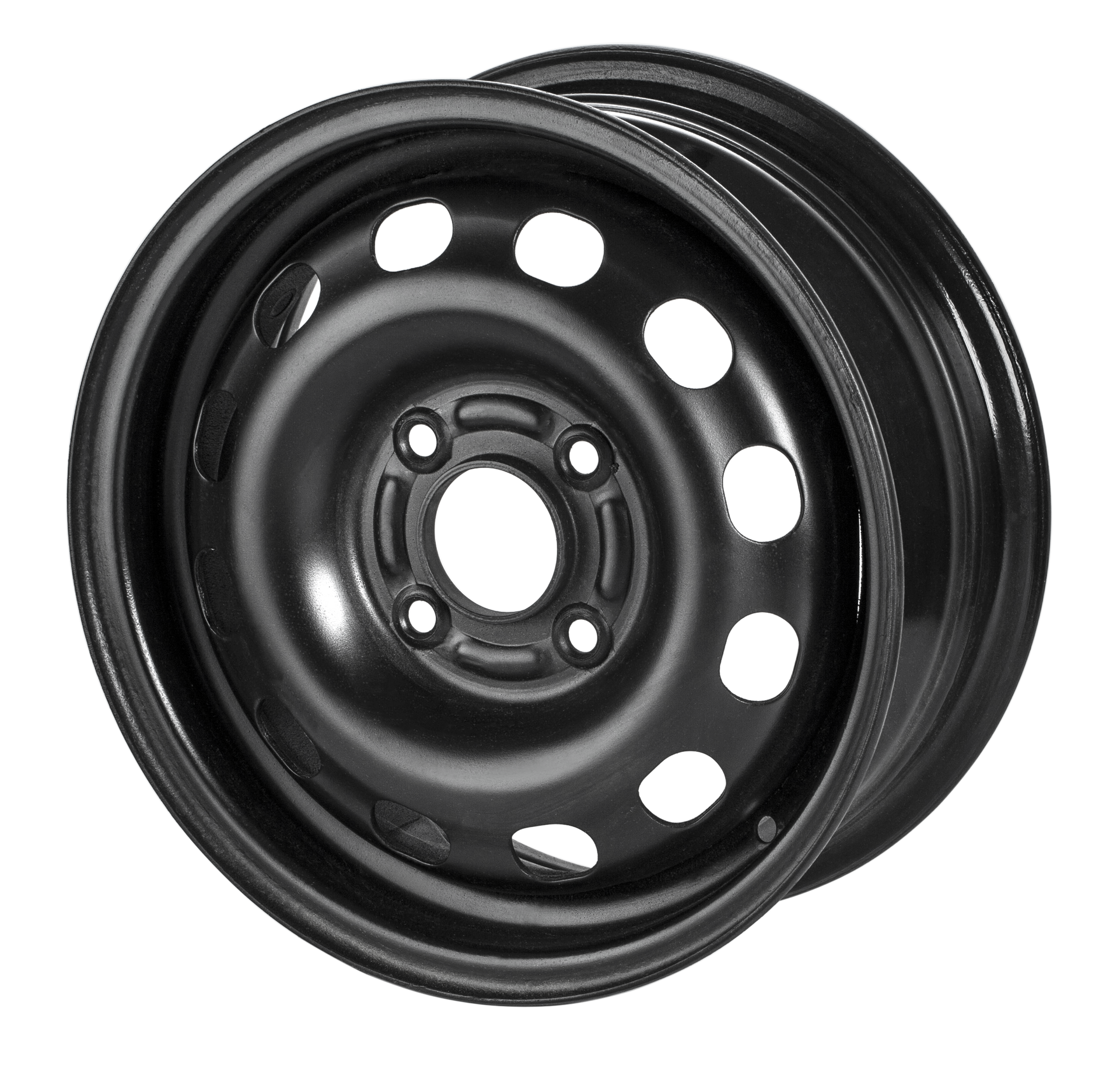 Jante de roue de voiture en acier noir.