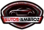 Logotipo de "Autos Ambroz", un taller mecánico multimarca; colores negro, plata y rojo. Incluye la silueta de un coche.