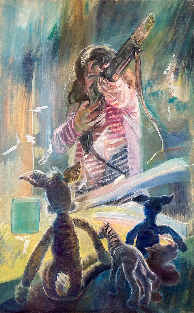 Schießbude, 110 x 70 cm, 2015, Öl auf Leinwand