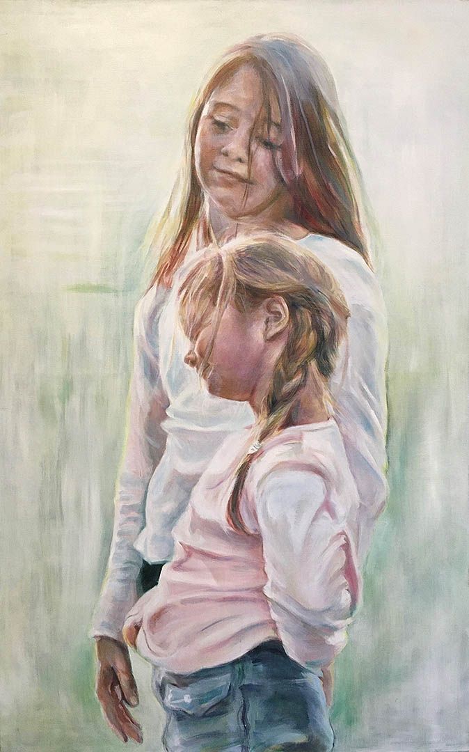 Schwestern im Abendlicht, 150 x 95 cm, 2011, Öl auf Leinwand