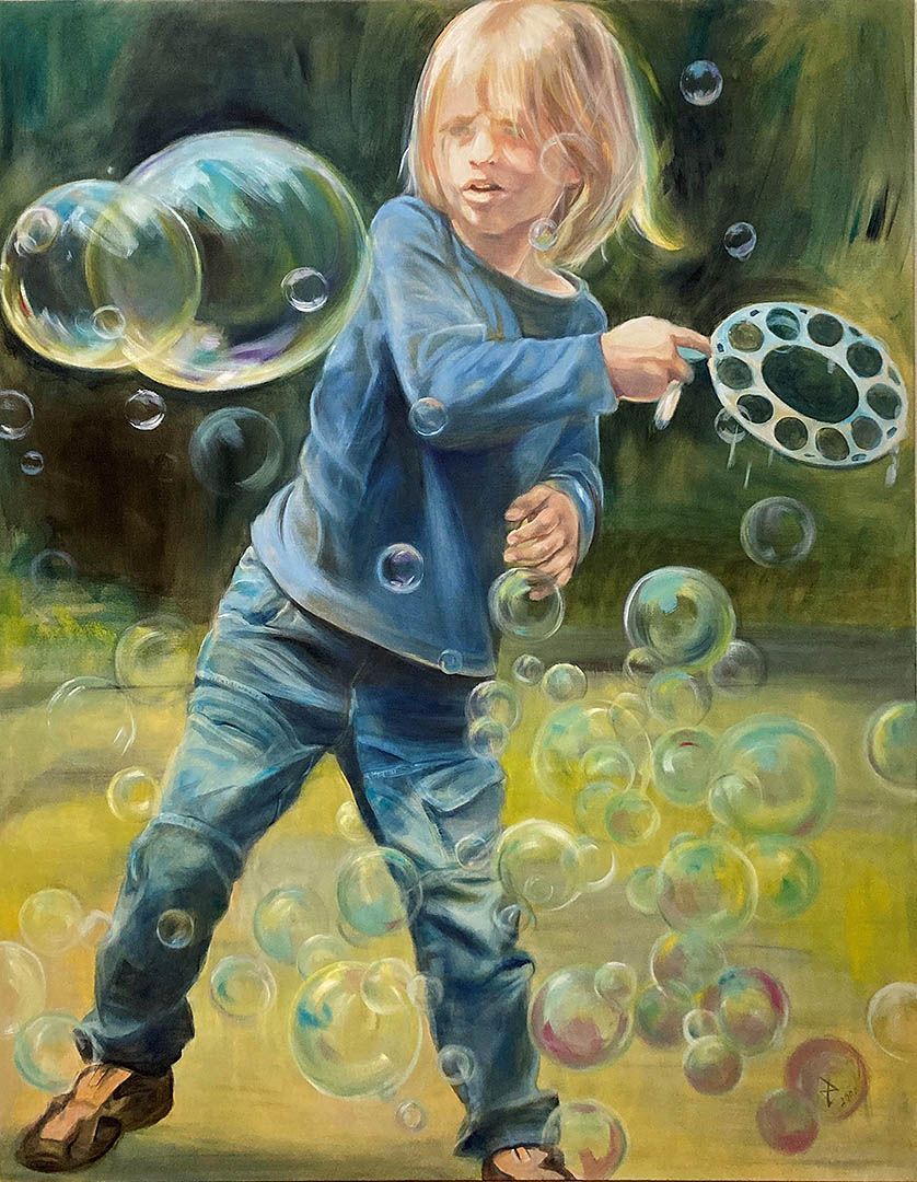 Riesenseifenblasen, 210 x 165 cm, 2009, Öl auf Leinwand
