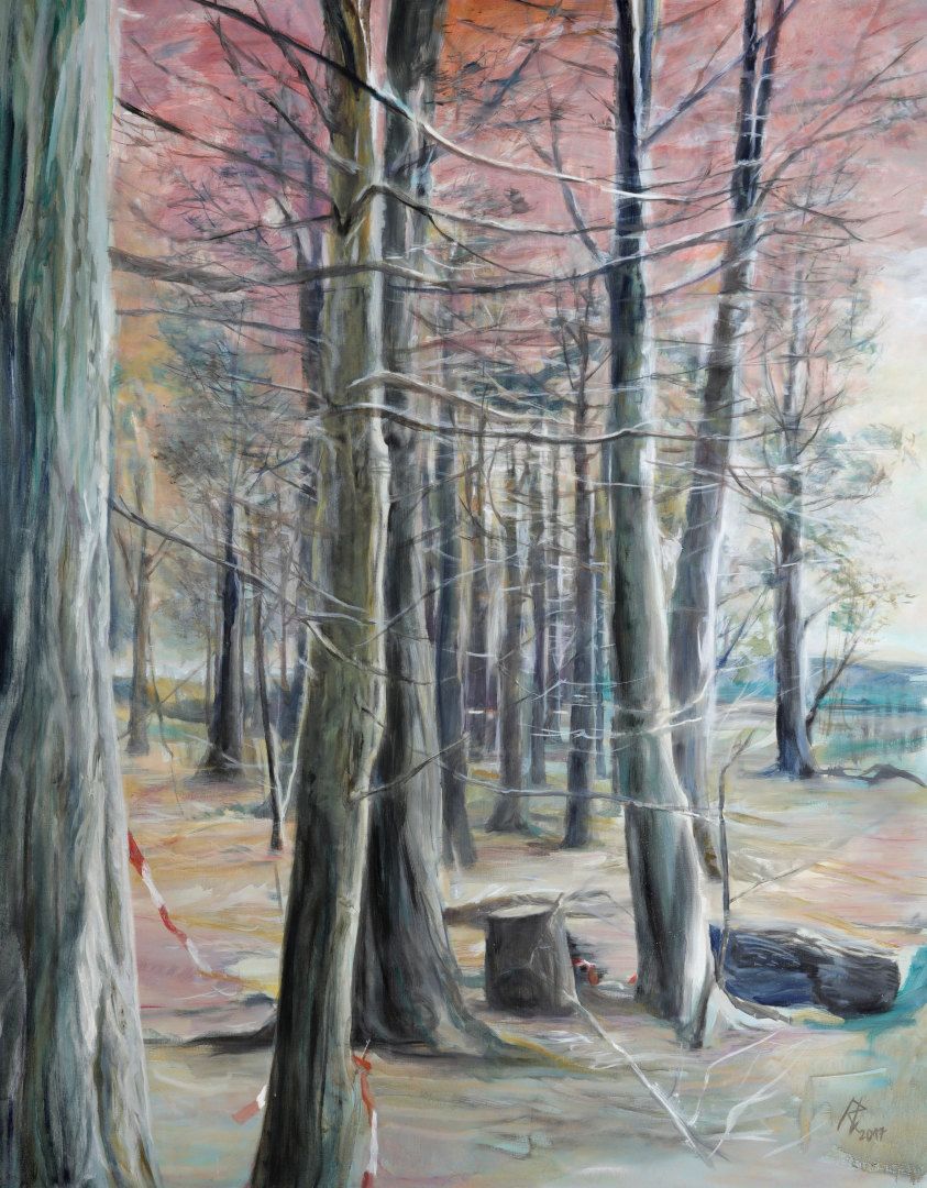 Abendrot am Hambacher Forst , 210  x  165 cm, 2017