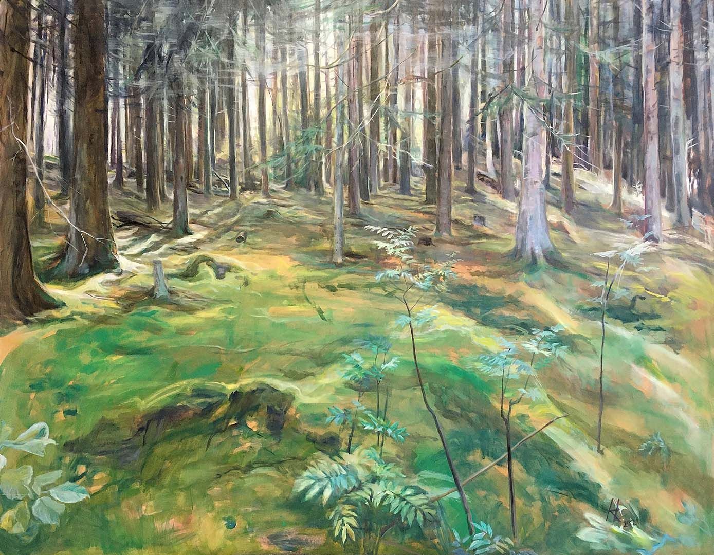 Lichter Waldgrund bei Monschau, 165  x  210 cm, 2021