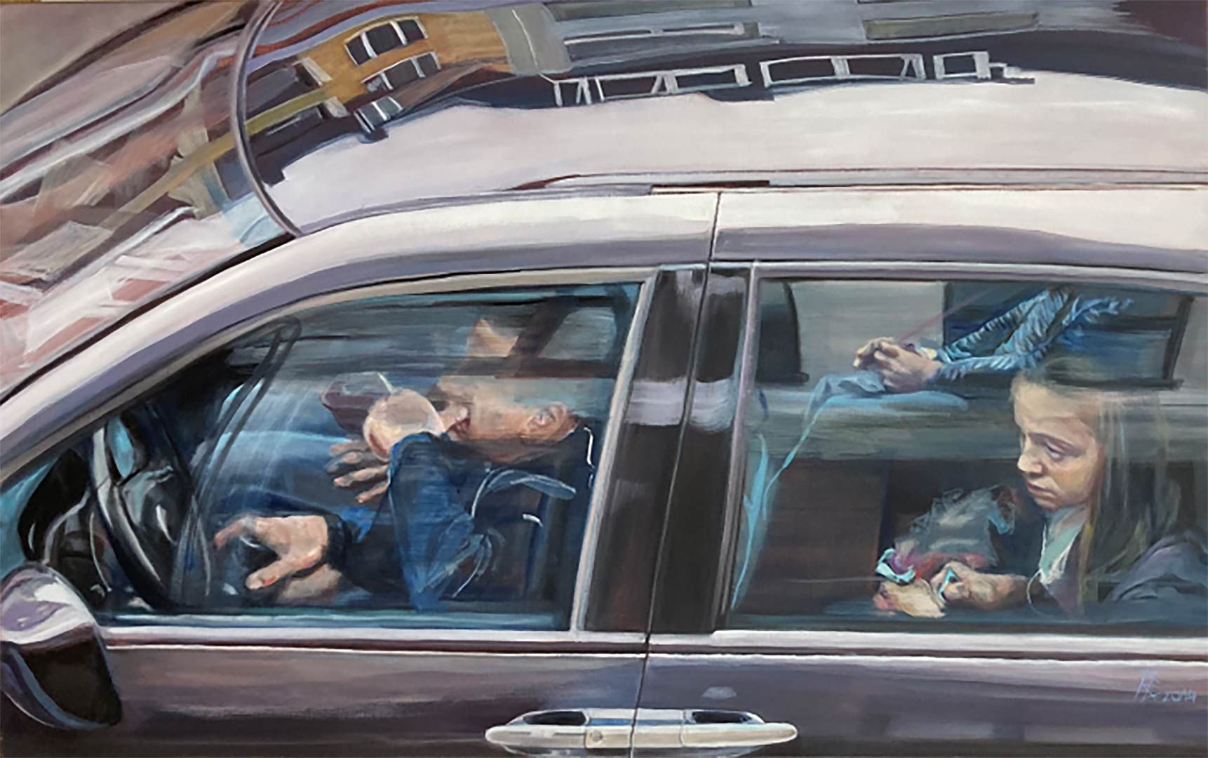 Familie unterwegs, 85 x 135 cm, 2014, Öl auf Leinwand