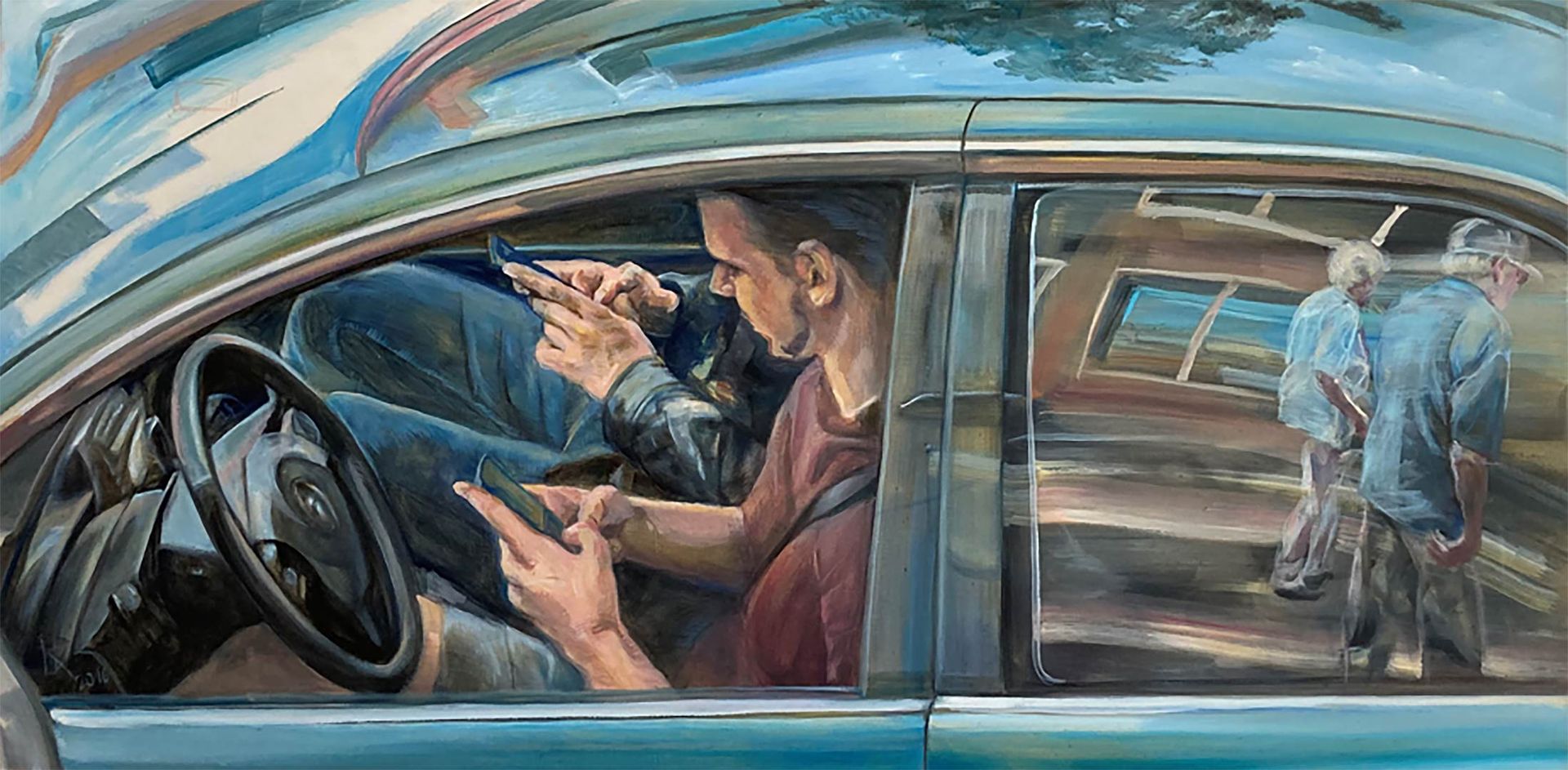 Mobil mobil, 70 x 140 cm, 2016, Öl auf Leinwand