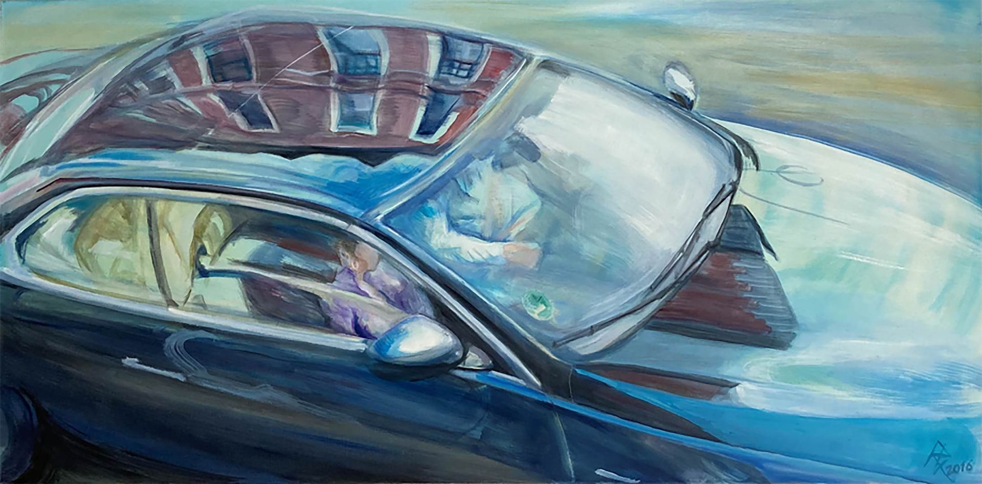 Reflexionen, 70 x 140 cm, 2016, Öl auf Leinwand