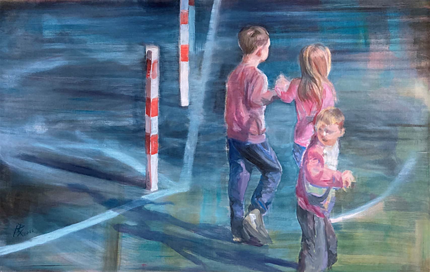 Drei Geschwister, 70 x 110 cm, 2015, Öl auf Leinwand