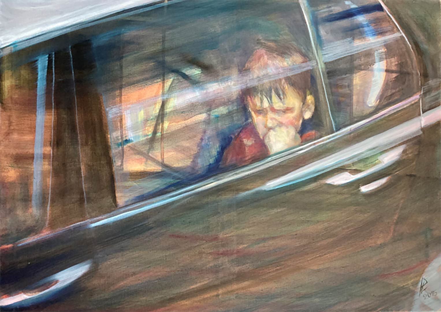 Langweilige Autofahrt, 80 x 110 cm, 2015, Öl auf Leinwand