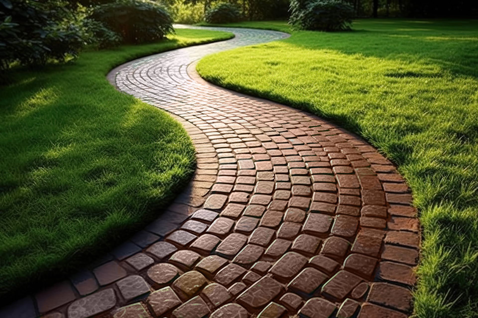 Chemin courbé en pavés