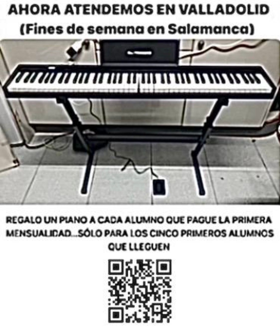 Arriba: Portadas de libros de lecciones de piano. Abajo: Figura religiosa sosteniendo una cruz.
