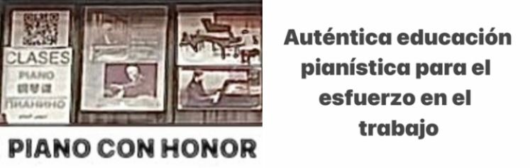 Arriba: Portadas de libros de lecciones de piano. Abajo: Figura religiosa sosteniendo una cruz.