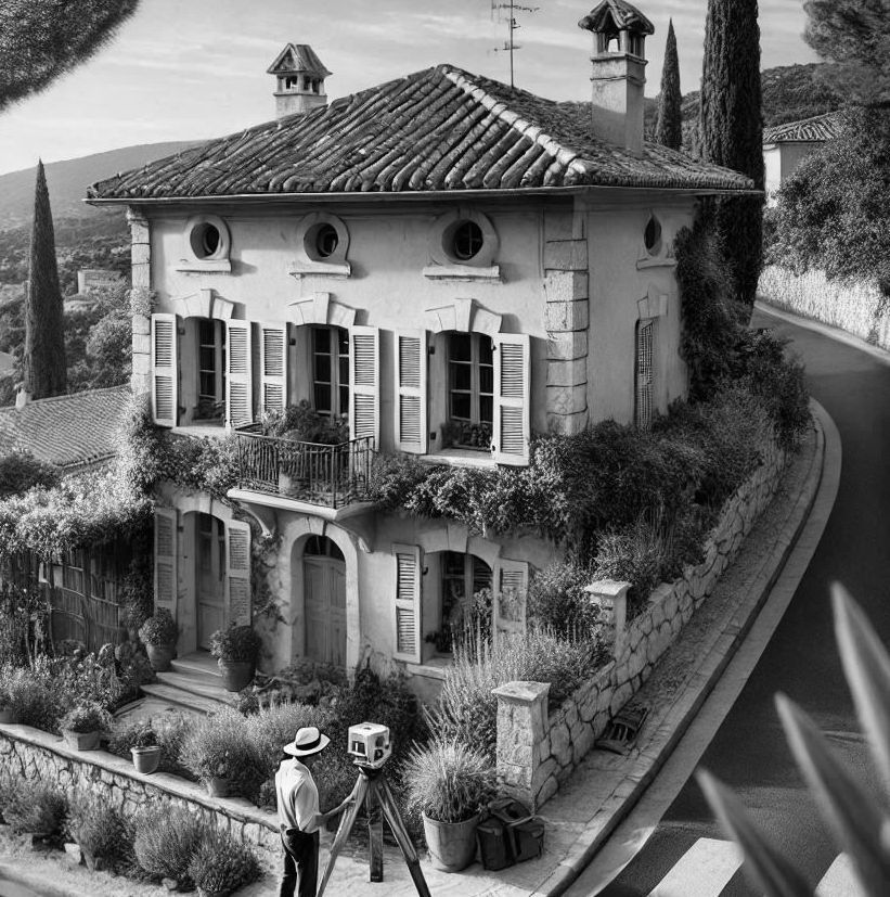Vue d’une villa provençale à Mougins, objet d’un relevé complet réalisé par le Cabinet SD.
