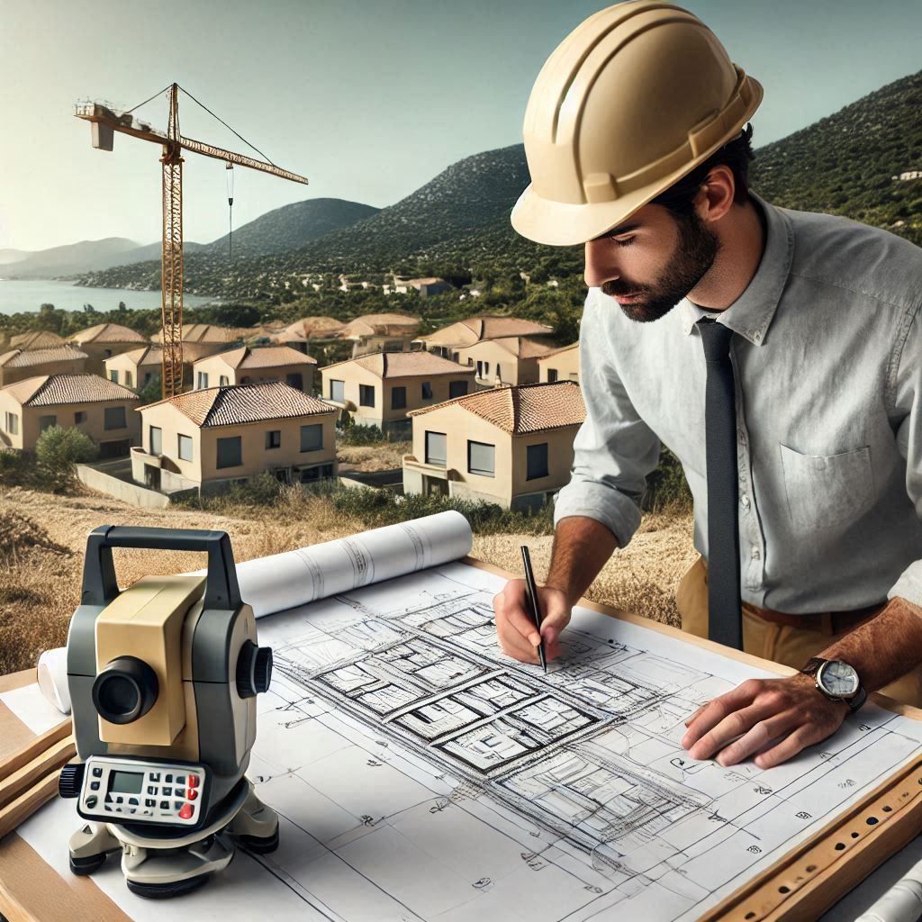 Plan détaillé pour l’implantation d’une villa avec piscine à Villeneuve-Loubet, intégrant les espaces naturels environnants.