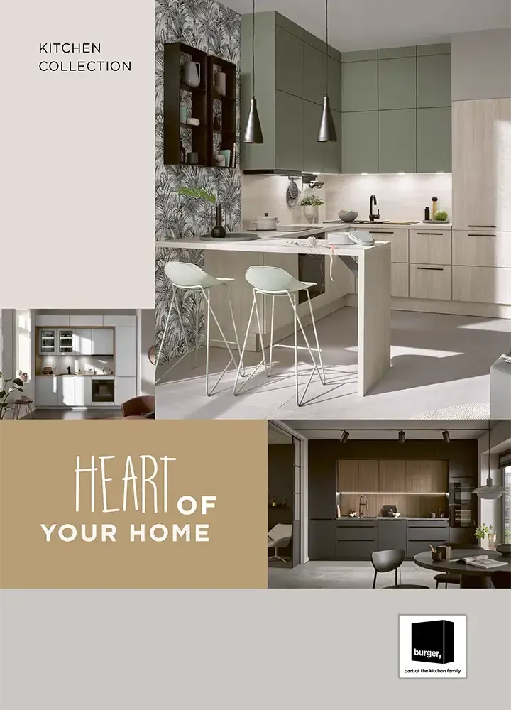 Eine Broschüre für eine Küchenkollektion namens „Heart of Your Home“.