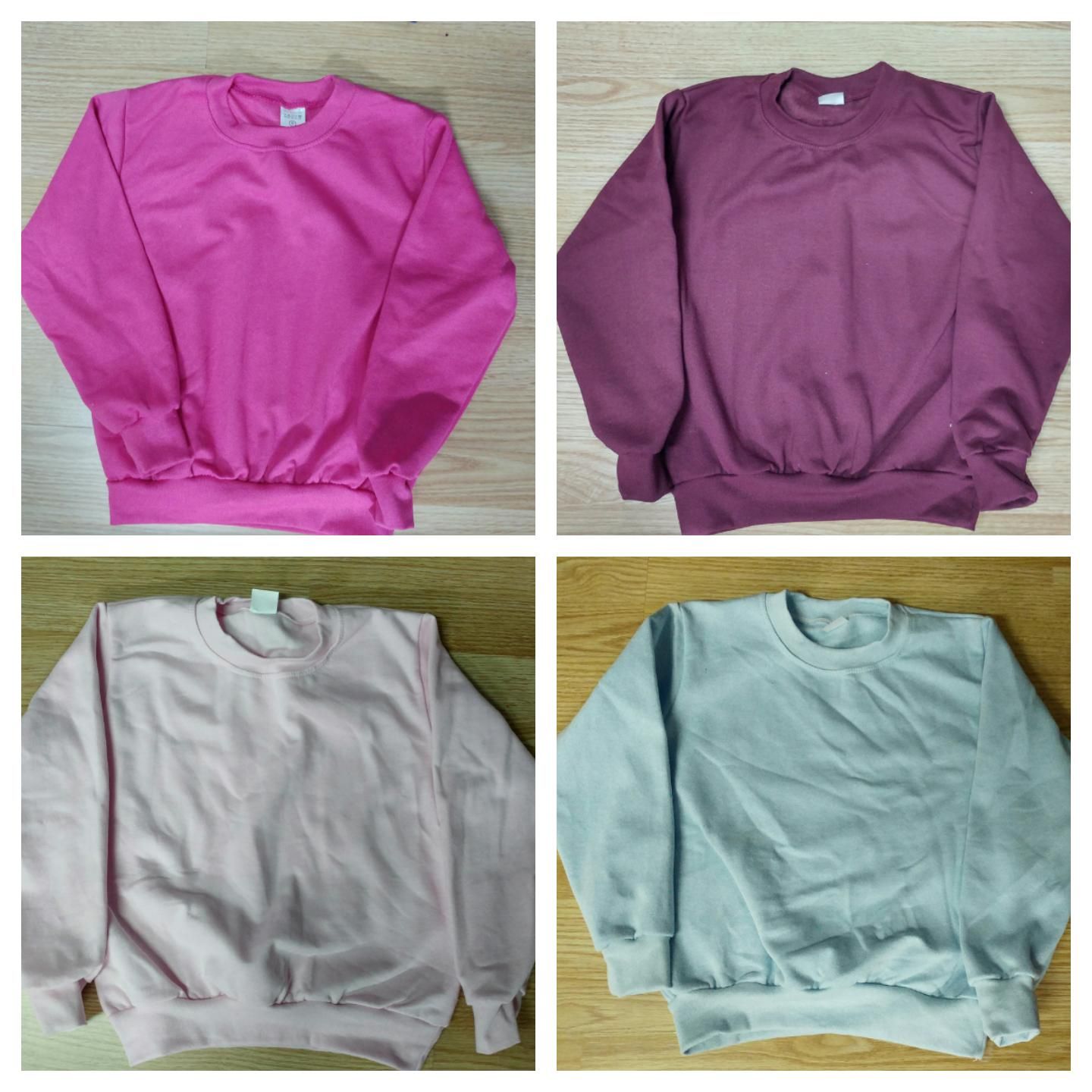 Un collage de cuatro sudaderas de diferentes colores.