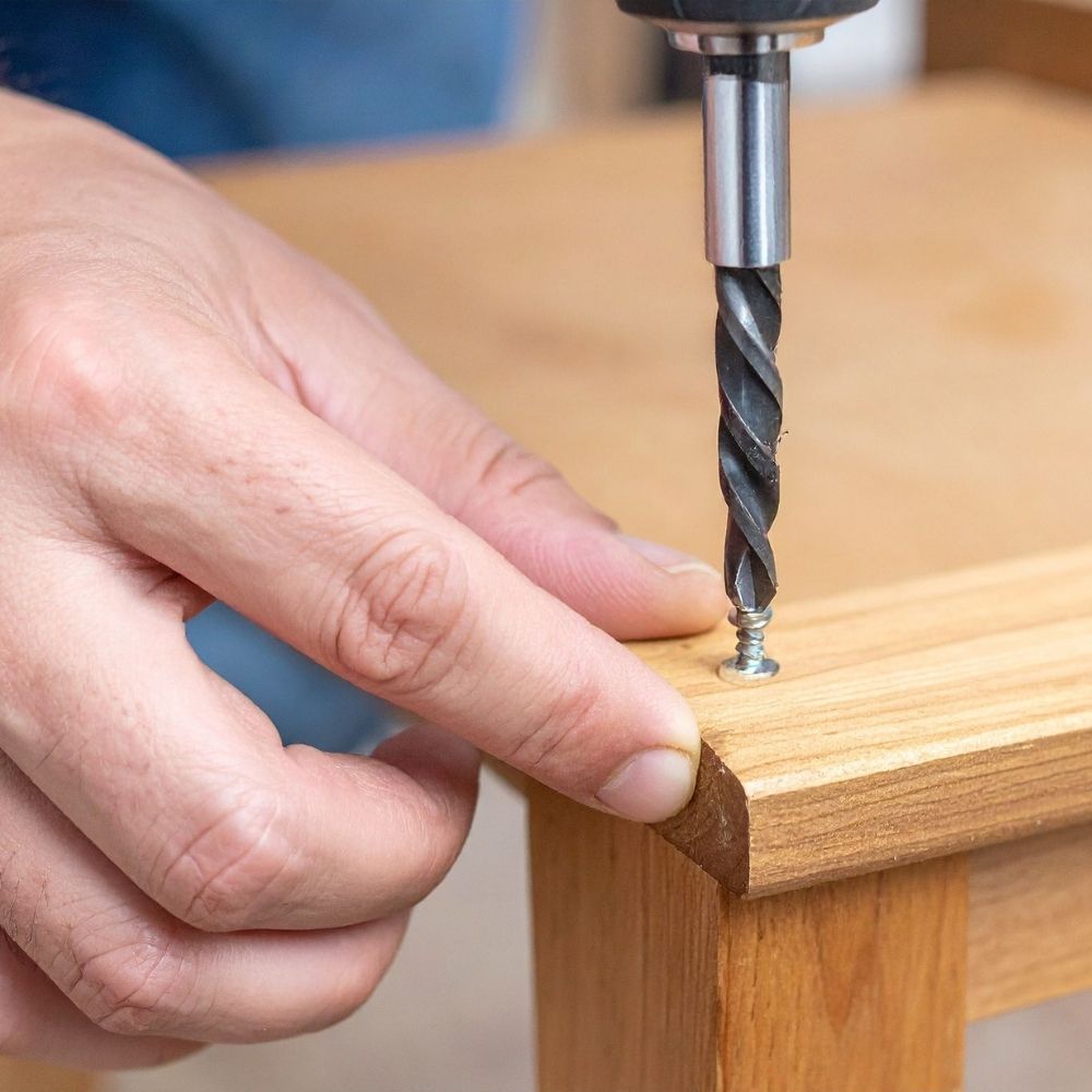 Mano que alcanza una caja de cartón en un estante de un almacén.
