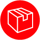 Un icono de un cuadro en un círculo rojo.