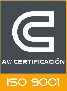 Un logotipo que dice aw certificacion iso 9001.