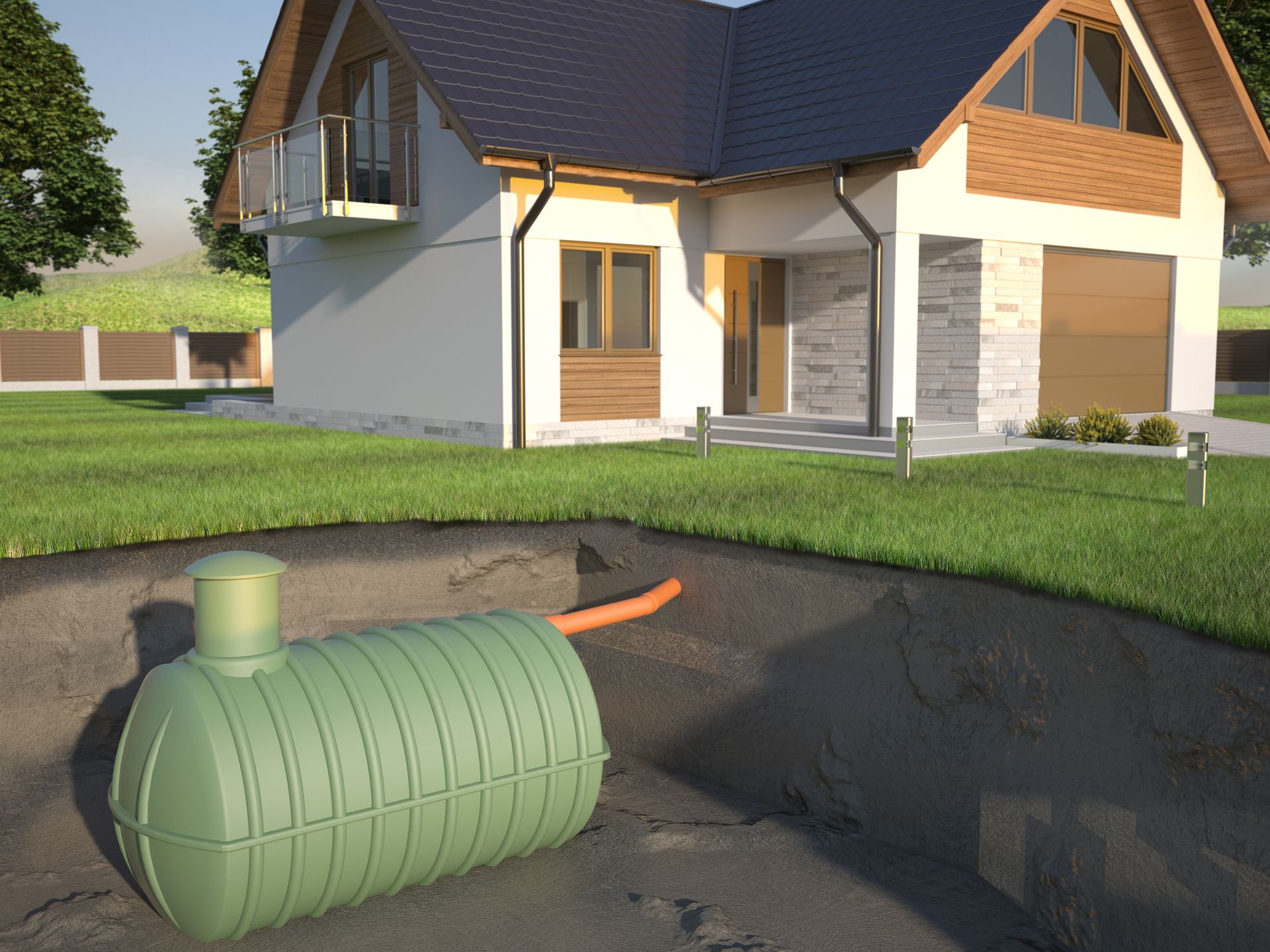 Illustration en 3D d'une fosse d'assainissement