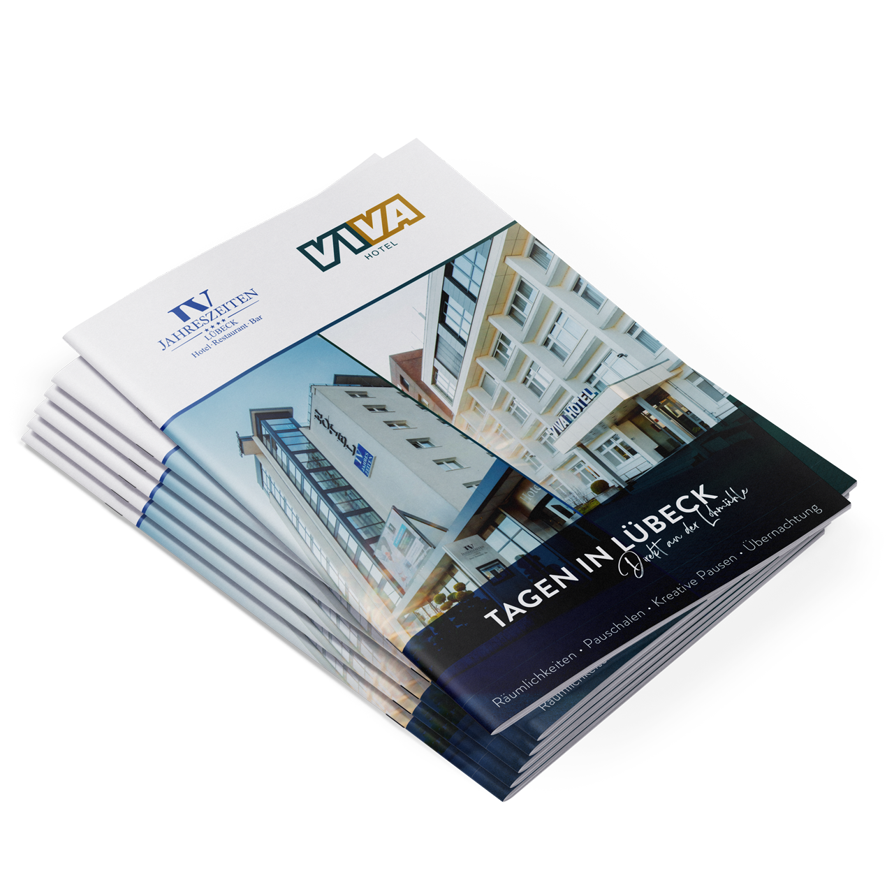 Ein Stapel Broschüren mit dem Titel „Tagen in Lübeck“.