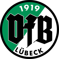 Logo des VfB Lübeck, in Grün, Weiß und Schwarz. Der Text enthält die Jahreszahl „1919“ und „Lübeck“ um die Buchstaben „VfB“.