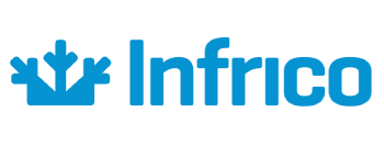 Logotipo azul de Infrico con un icono de copo de nieve