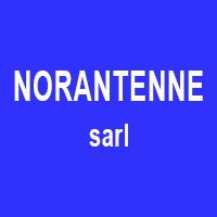 Inscription blanche NORANTENNE et  SARL sur fond bleu.