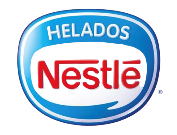 Un logotipo de Nestlé azul y blanco sobre un fondo blanco.