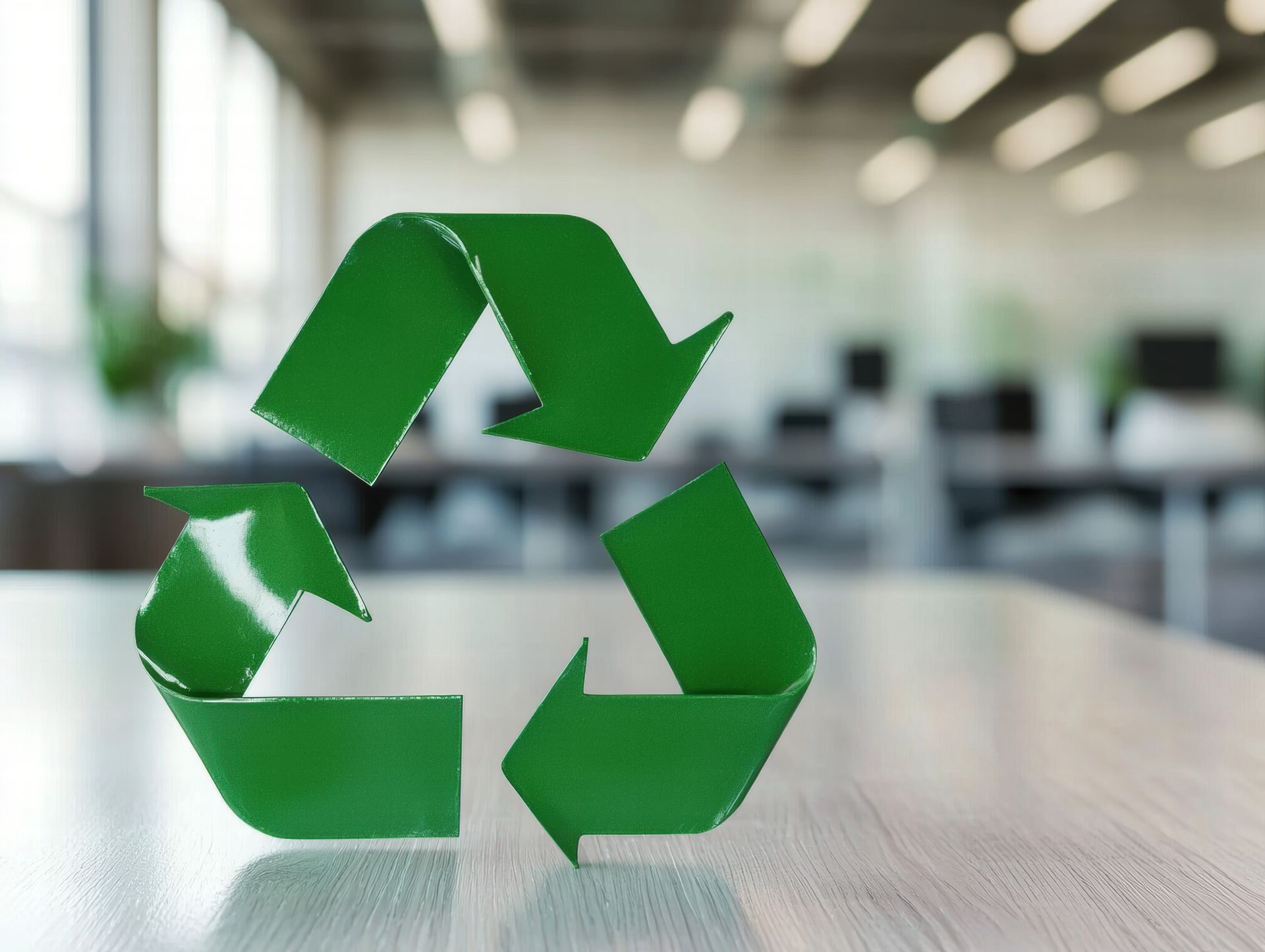 Ruban de Möbius en premier plan d'un bureau