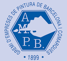 Logotipo azul: Mano sosteniendo un pincel pintando dentro de un hexágono con el texto 
