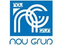 Logotipo azul y blanco de