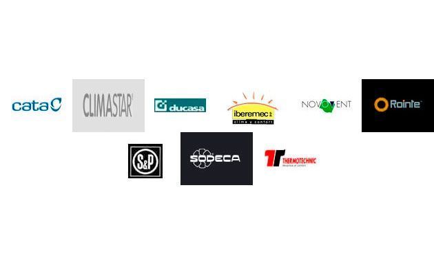 Logotipos de varias empresas dispuestos sobre un fondo blanco, incluidos CataC, Climastar y SM Shop.