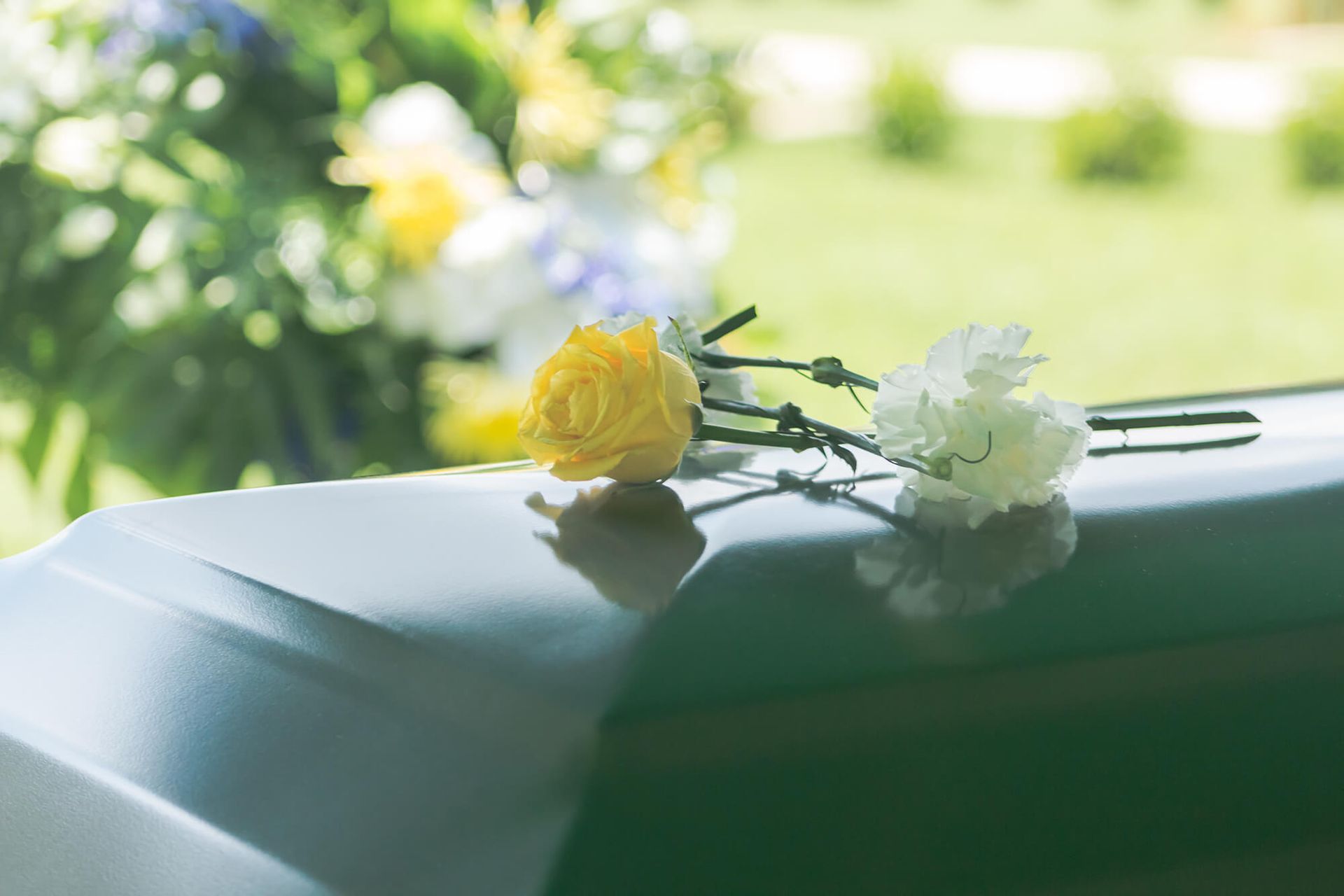 Fleurs sur cercueil