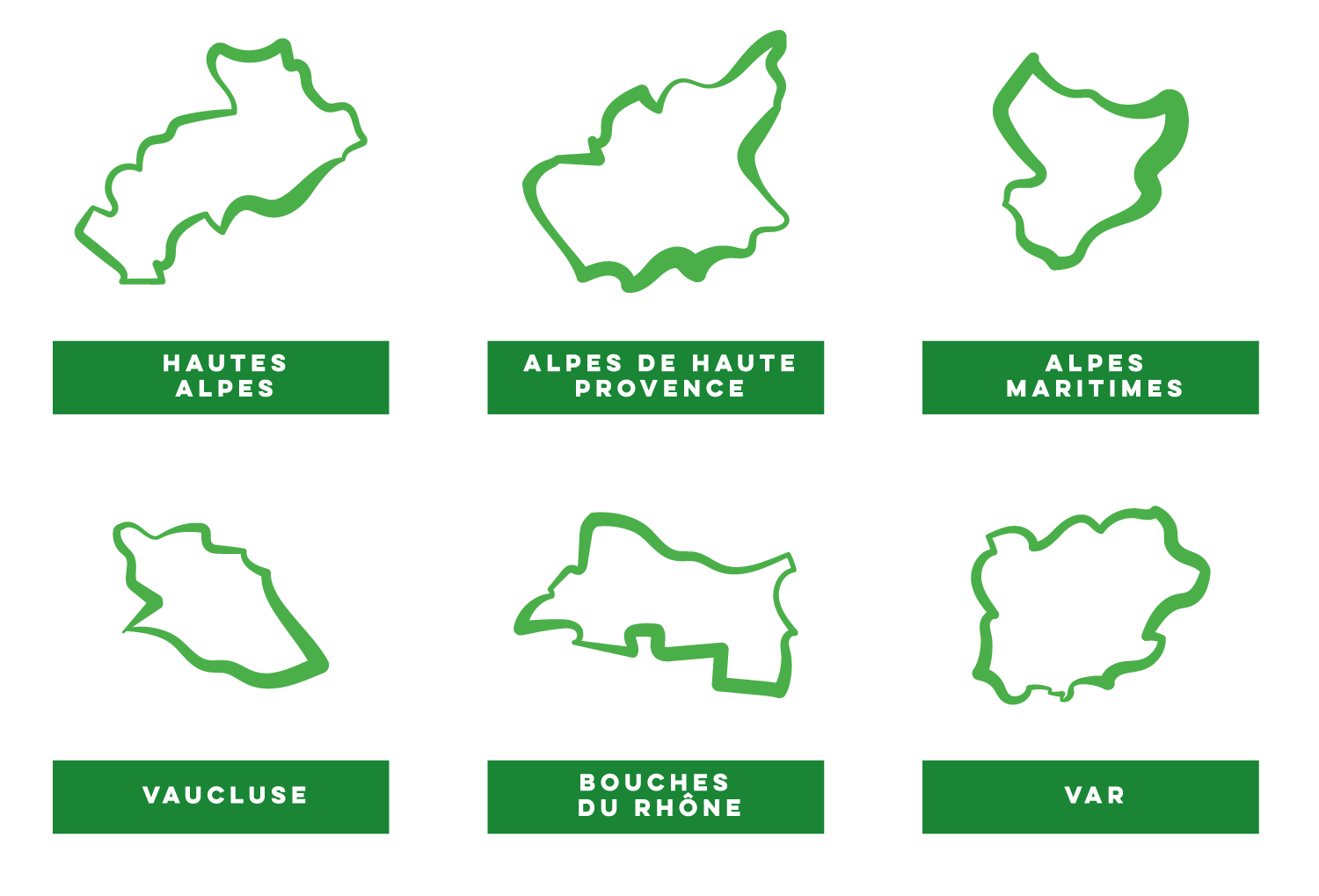 Carte stylisée des départements de la région PACA