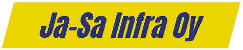 Kelta-sininen Ja-Sa Infra Oy:n logo kursiivilla