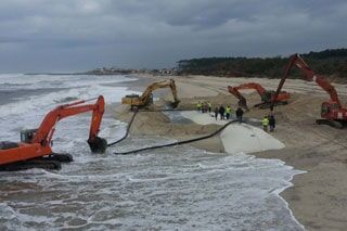 Recolha de resíduos junto ao mar
