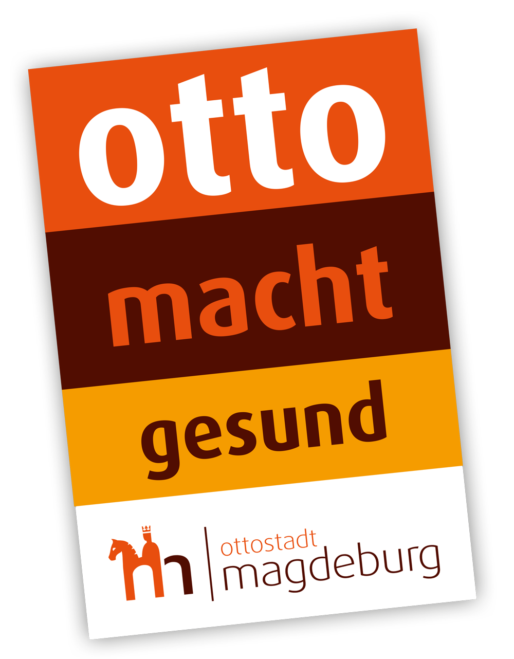 Orange and brown “otto macht gesund” poster with a Magdeburg city logo