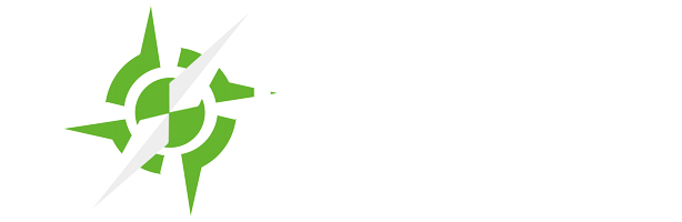 Ein grün-weißer Kompass auf weißem Hintergrund.
