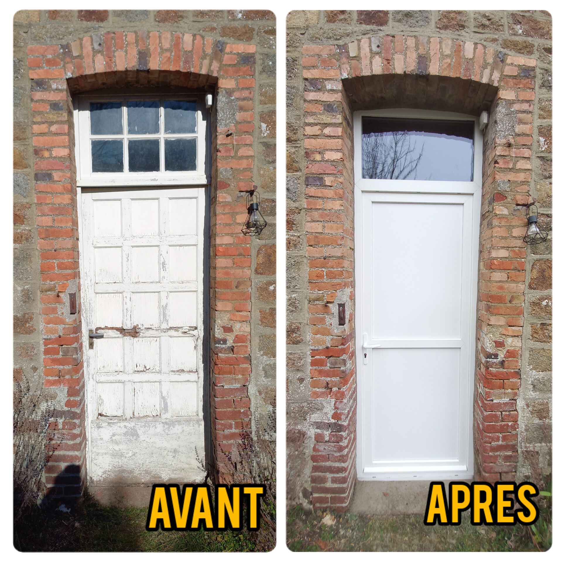 Porte d'entrée avant et après