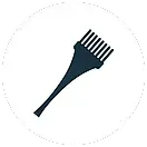 Pincel para teñir el cabello en un círculo blanco.