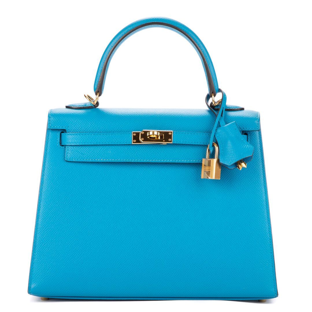 Sac Hèrmes bleu cyan.