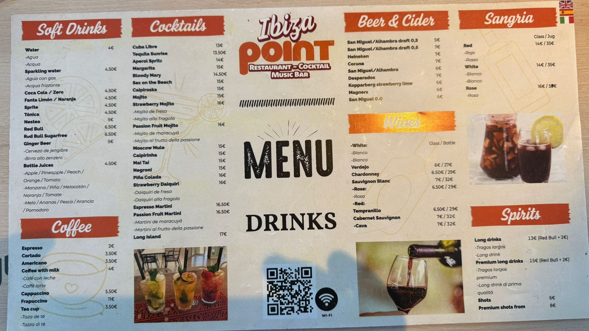 Un menú para un restaurante llamado Midget Point